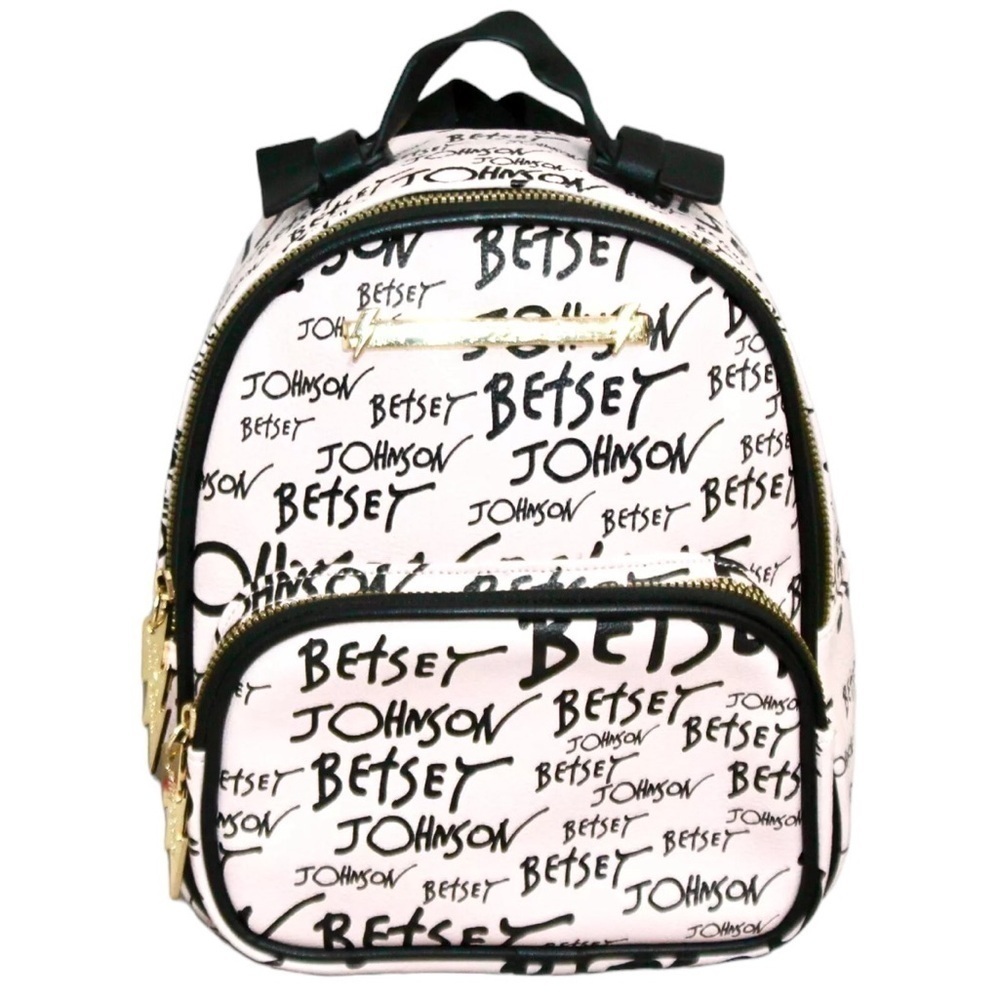 Betsey Johnson Small Pink Black Backpack